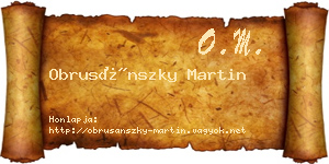 Obrusánszky Martin névjegykártya